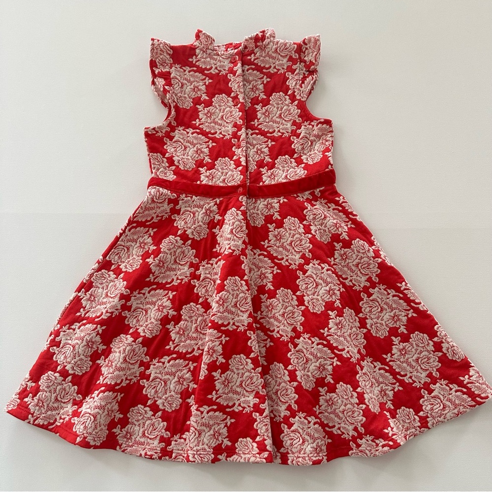 Janie and Jack Girls 7 Red White Floral Party Dress - Picture 6 of 8